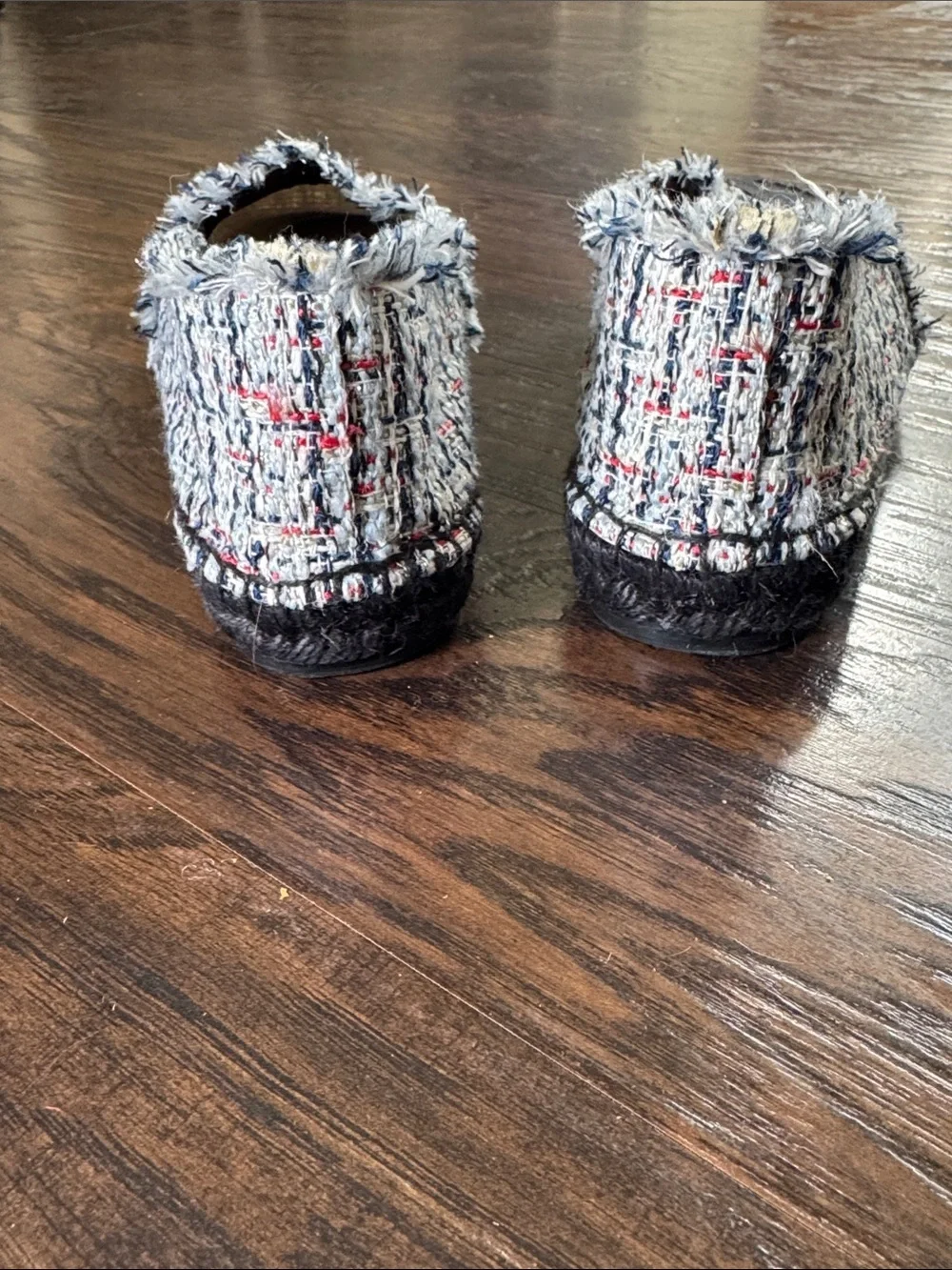 Castaner Multicolor Tweed Espadrille Flats with Black Cap Toe